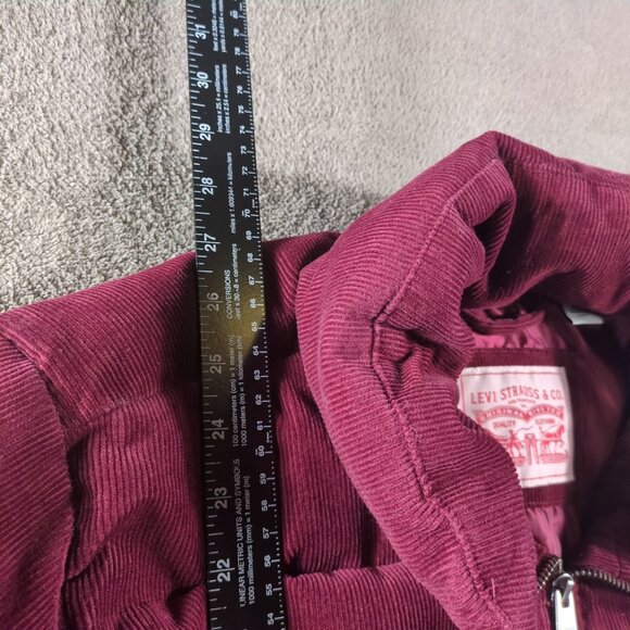 Levi’s Strauss Mens XL Corduroy Puffer Jacket Burgundy Maroon Winter - Picture 6 of 11